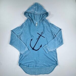 US Apparel Women's XL Blue Anchor Naples Hoodie Sweatshirt Lightweight